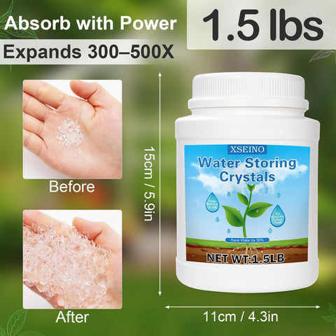 XSEINO water retainer in soil pouring to illustrate absorption and retention.