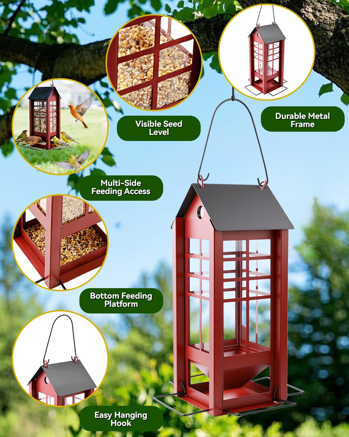 XSIEDVP squirrel-resistant design helps protect seeds from raiders.