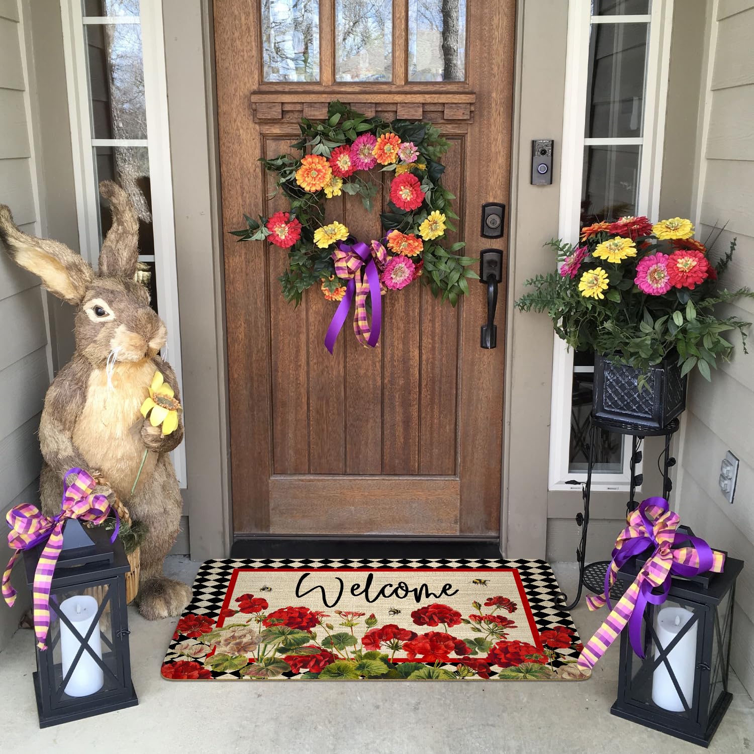 Xsinufn anti-slip back door mat remains flat on slick floors