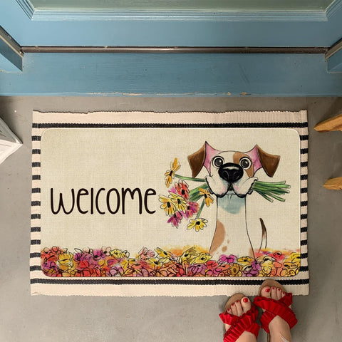 Xsinufn floral pattern welcome mat adds farmhouse charm while trapping dirt