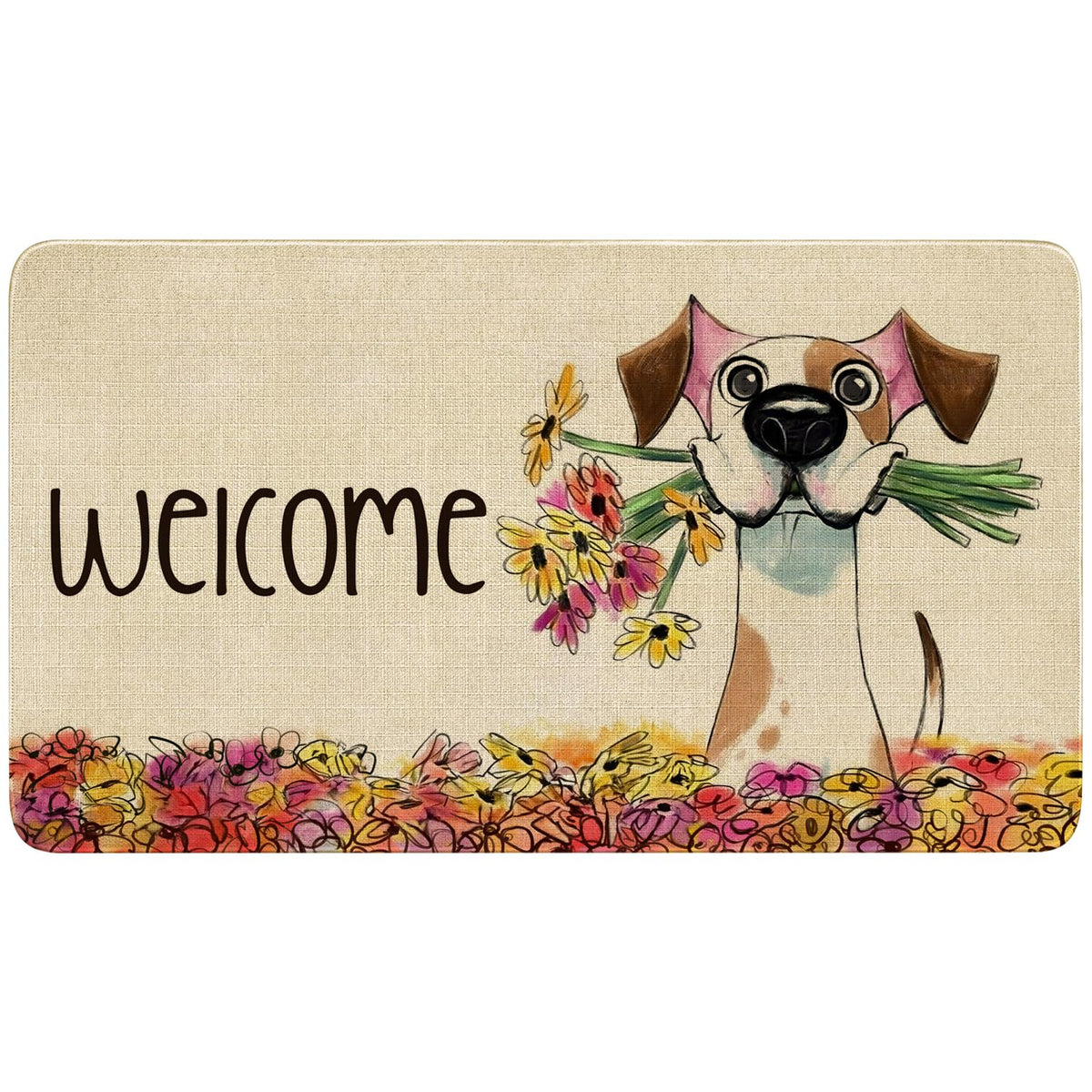 Xsinufn floral dog doormat at the front door provides a welcoming, moisture-absorbing surface