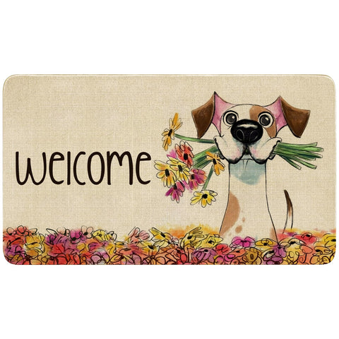 Xsinufn floral dog doormat at the front door provides a welcoming, moisture-absorbing surface