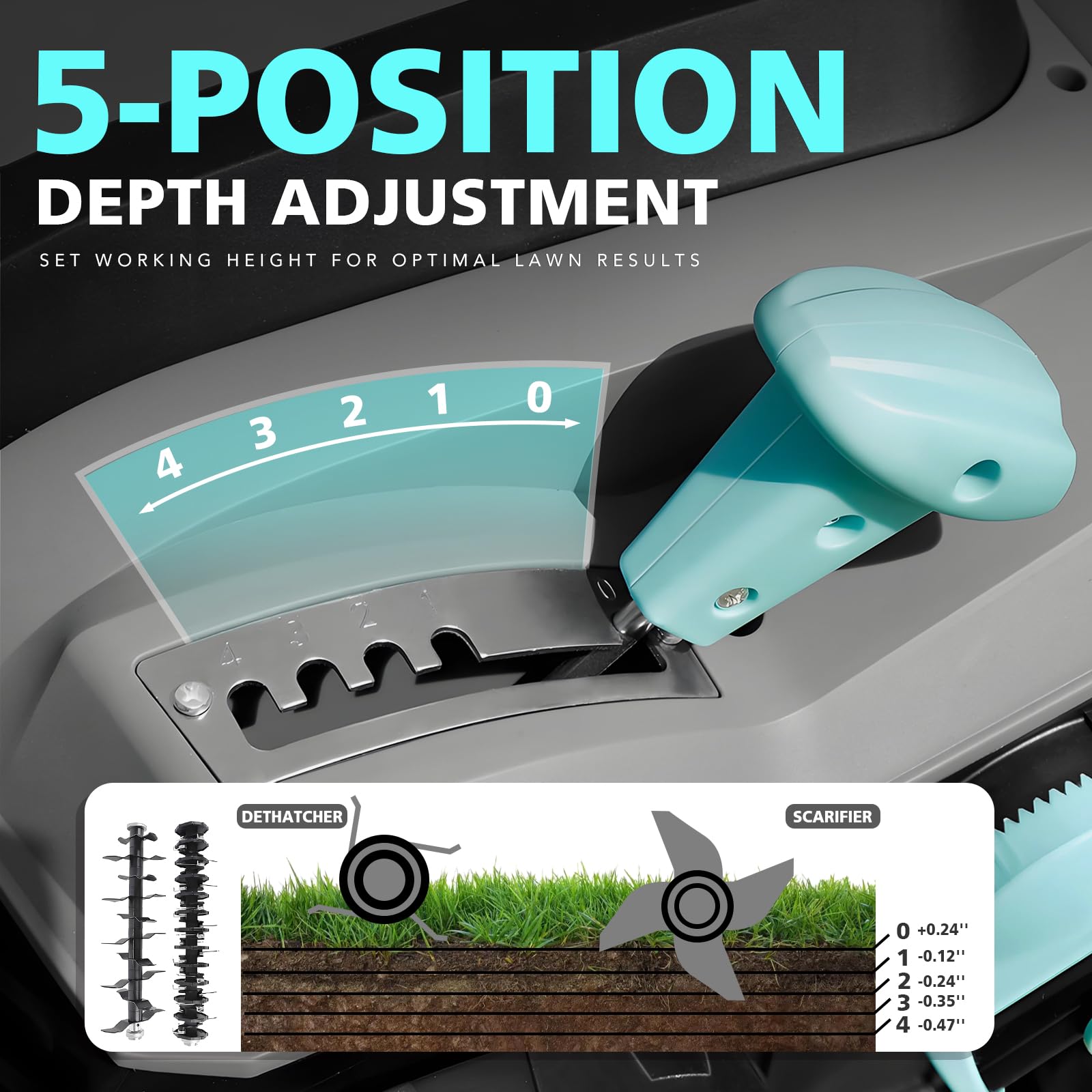 XSSIVE 15 amp motor powers tough thatch removal with ease.