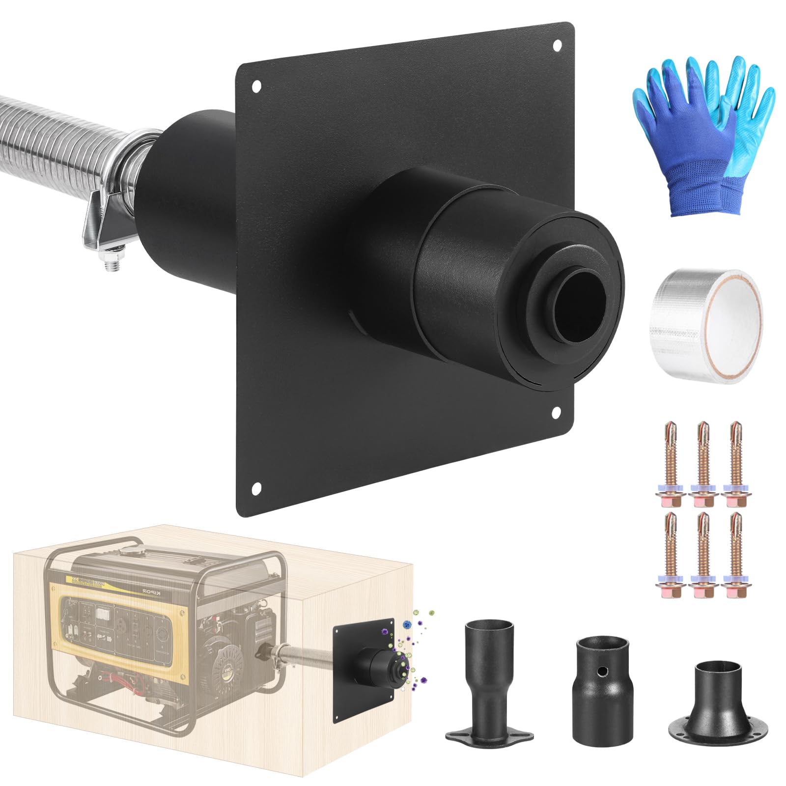 XTJHP generator exhaust extension muffler reduces outdoor noise in shed setups