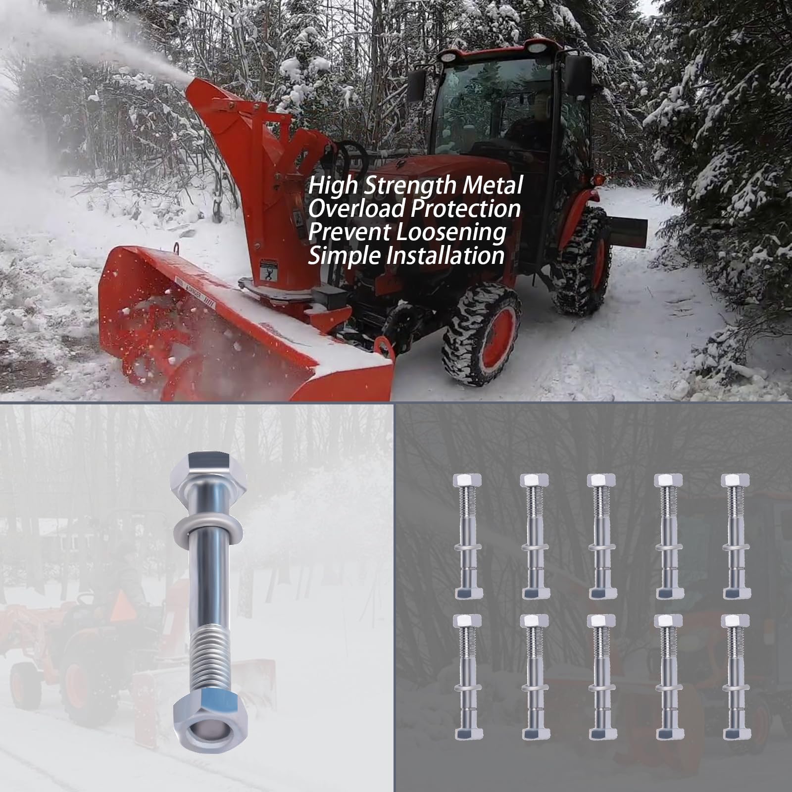 XTPTFABS front-mount snowblower bolts ready for installation.