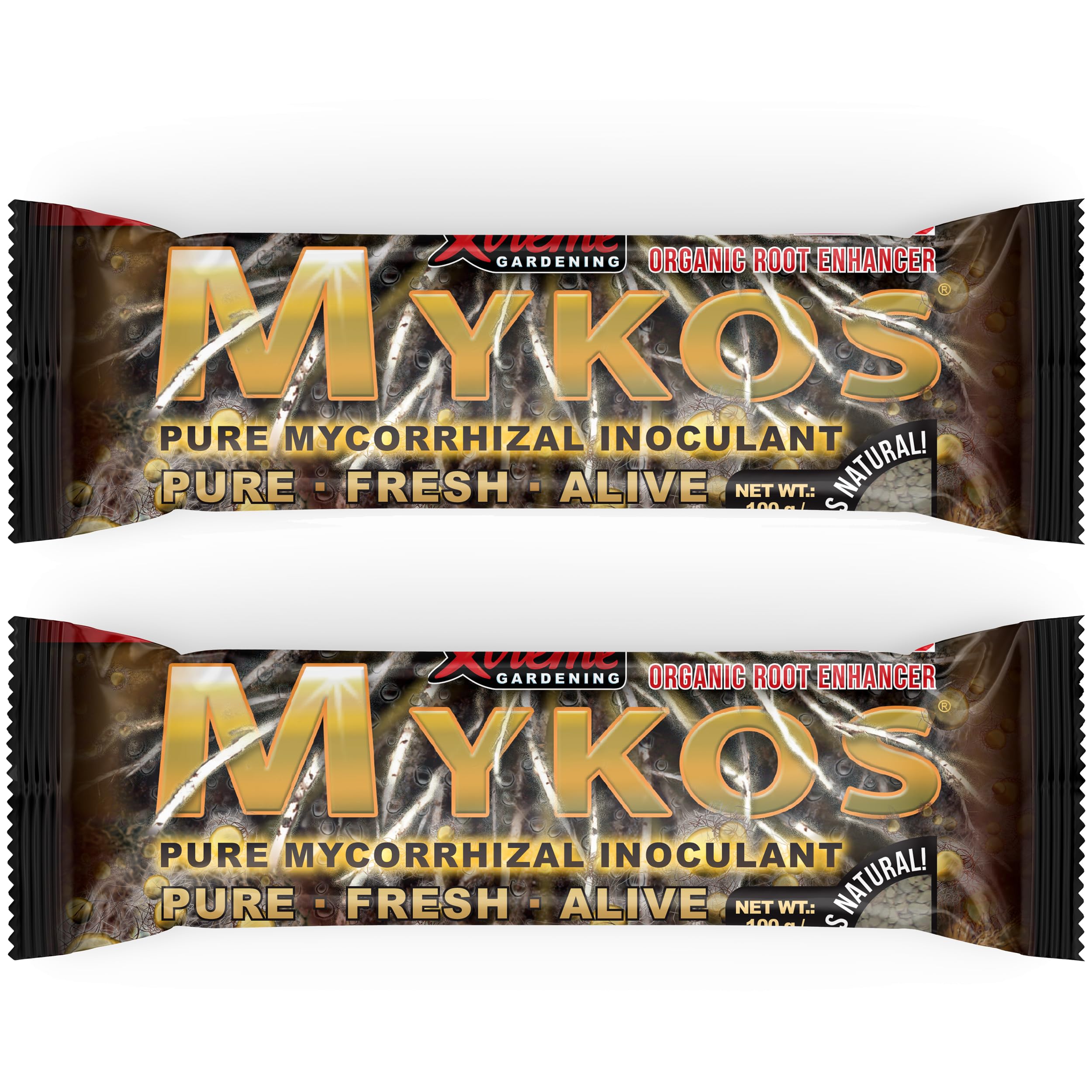 Xtreme Gardening Mykos Pure bottle front view, compact packaging and root-friendly action.