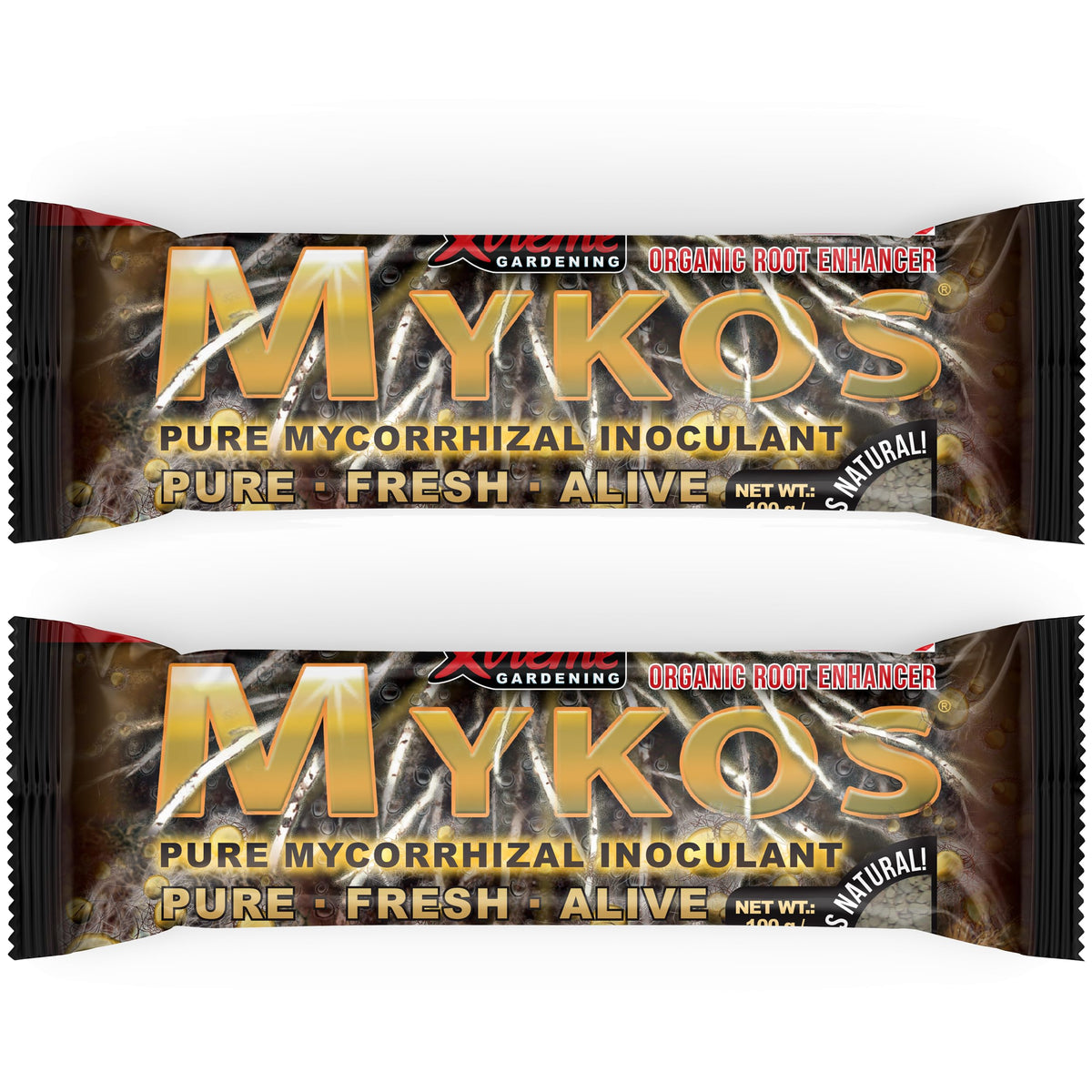 Xtreme Gardening Mykos Pure bottle front view, compact packaging and root-friendly action.