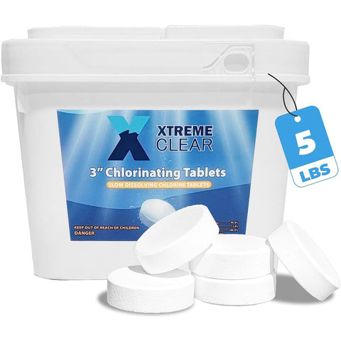 Xtremeclear 3-inch pool chlorine tablets provide reliable sanitization for pools.