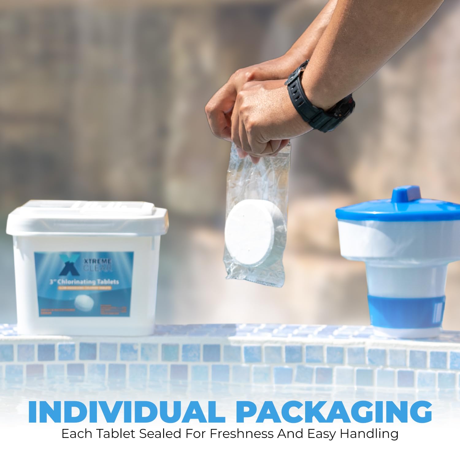 Xtremeclear 5-pound bucket keeps pool sanitizing on hand for longer.