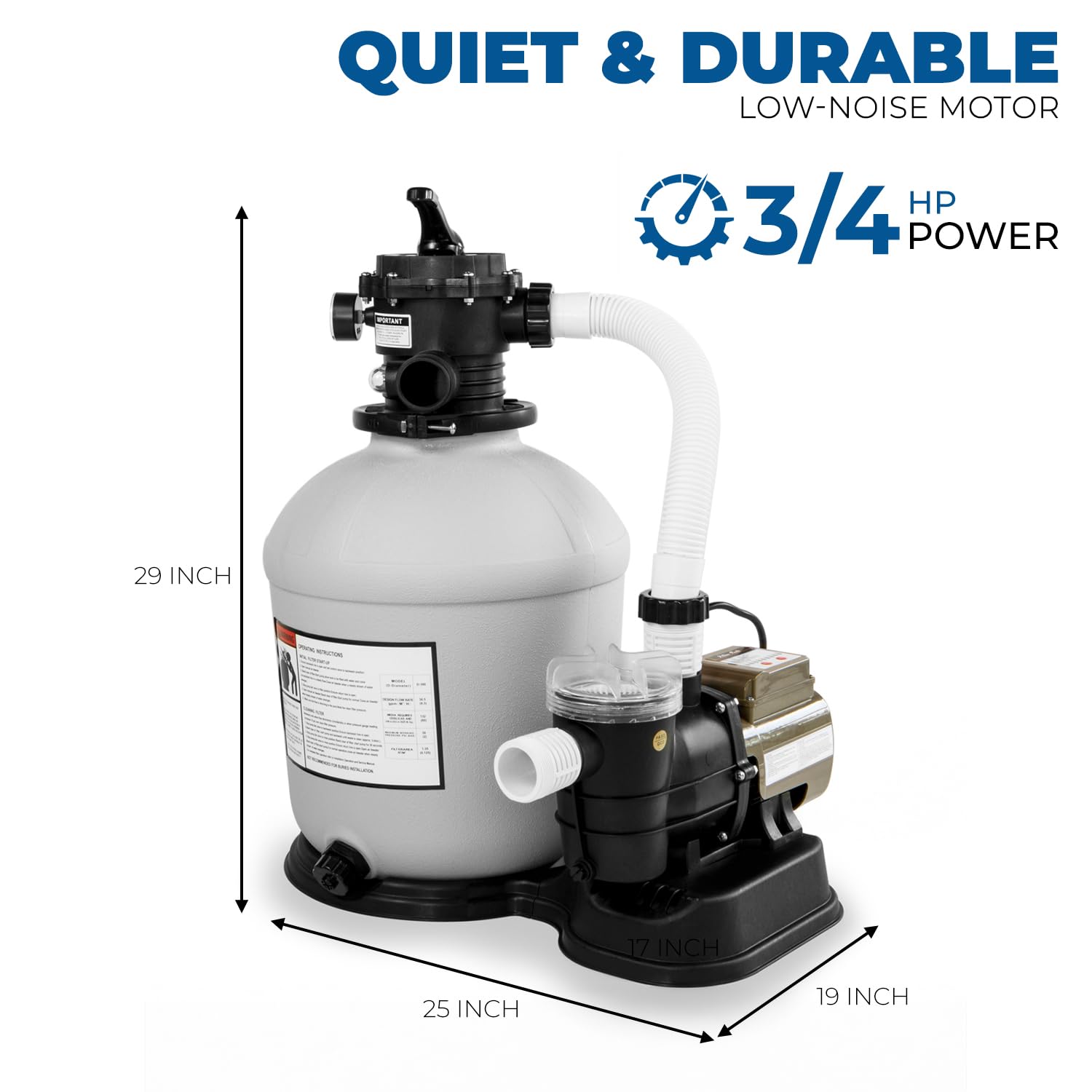 XtremepowerUS 1.5-inch hose connection facilitates easy setup