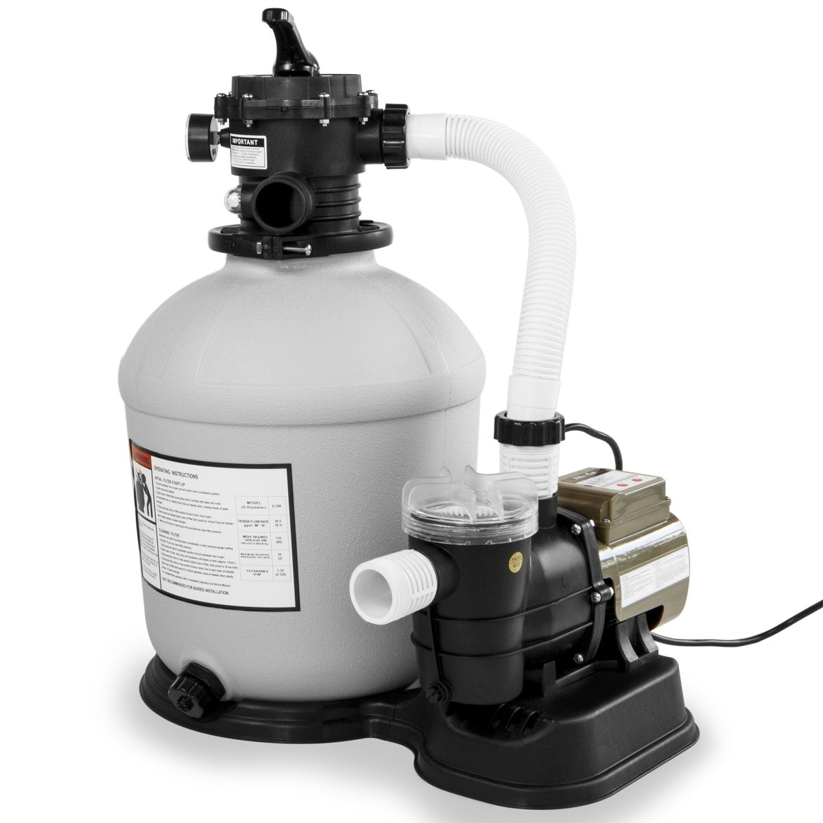 XtremepowerUS 16-inch sand filter pump main unit for above-ground pools delivering clear water
