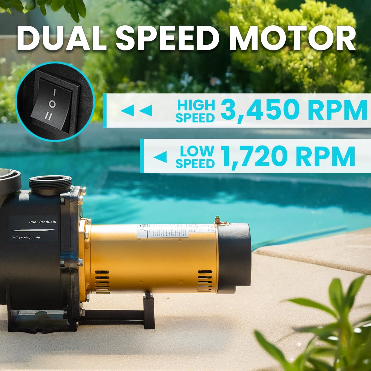 XtremepowerUS 2HP pump with 2in/3in inlets for versatile setup