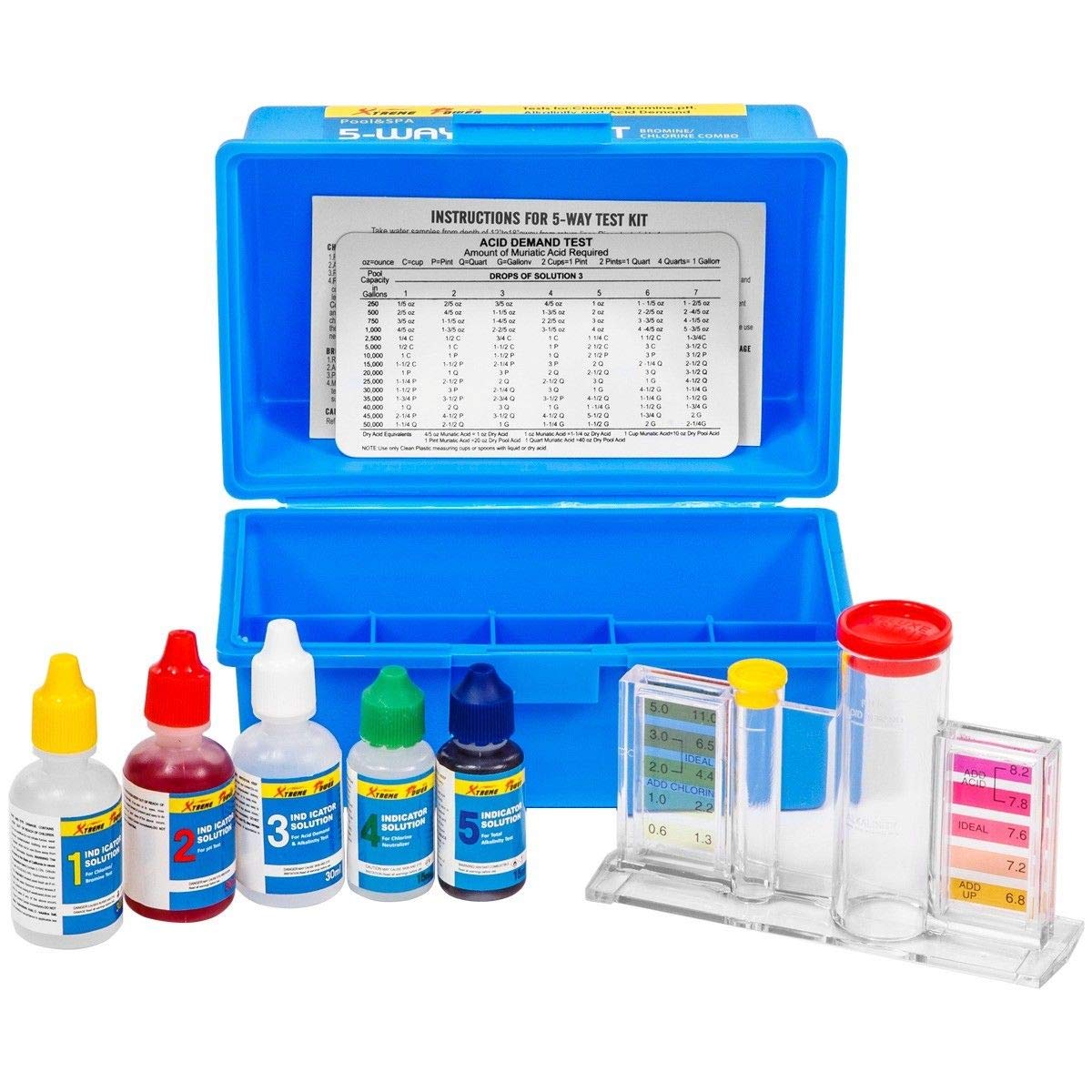 XtremepowerUS 5-Way test kit block with UV chips for precise pool readings.