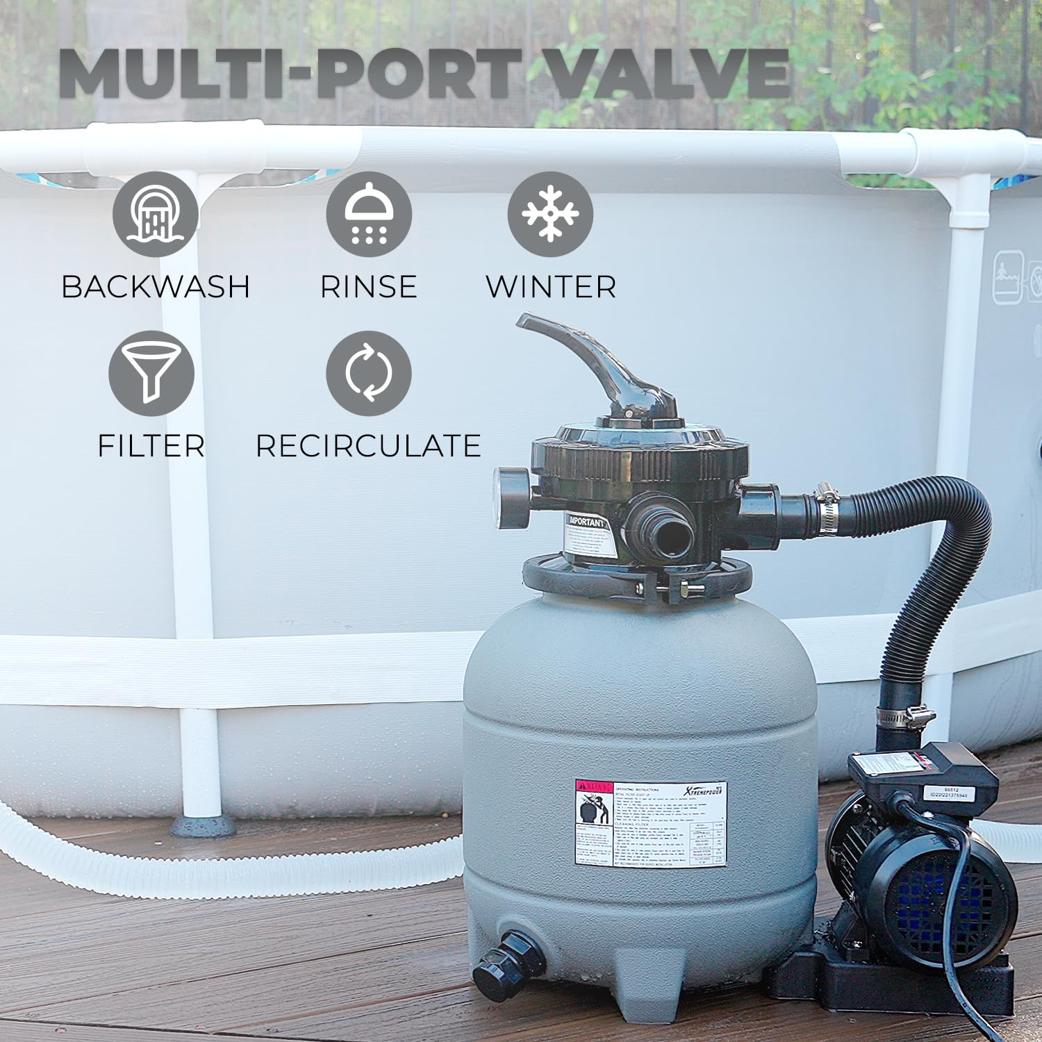 XtremepowerUS 7-way valve close-up with versatile maintenance options