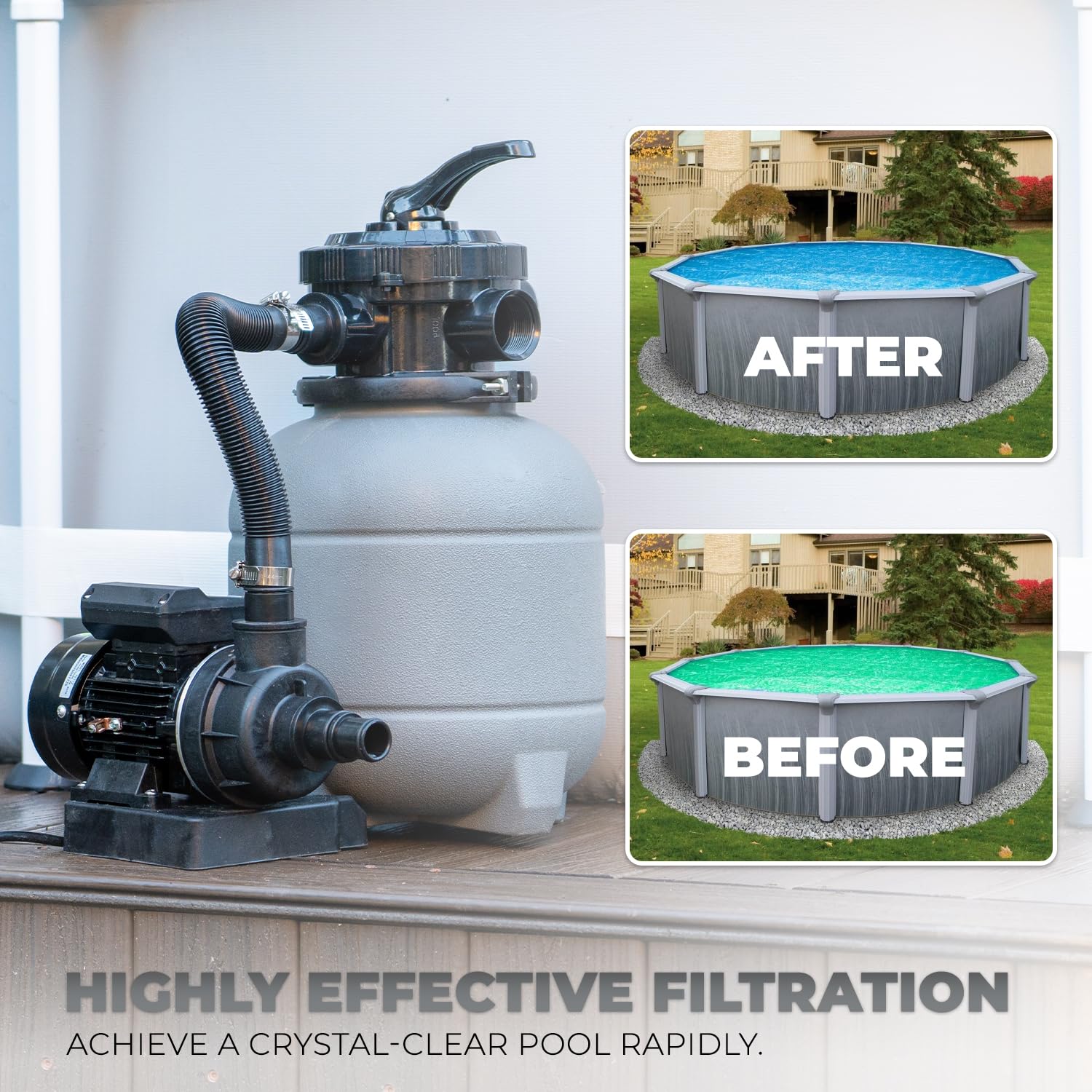 XtremepowerUS filter media included image highlights ready-to-use filtration