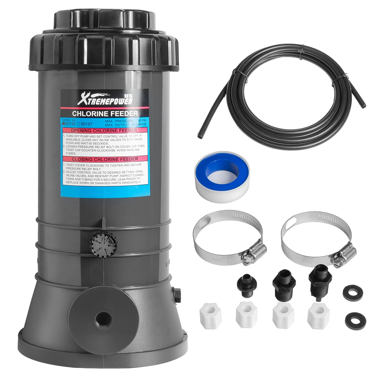 XtremepowerUS offline chlorinator tank cap enables safe tablet loading.