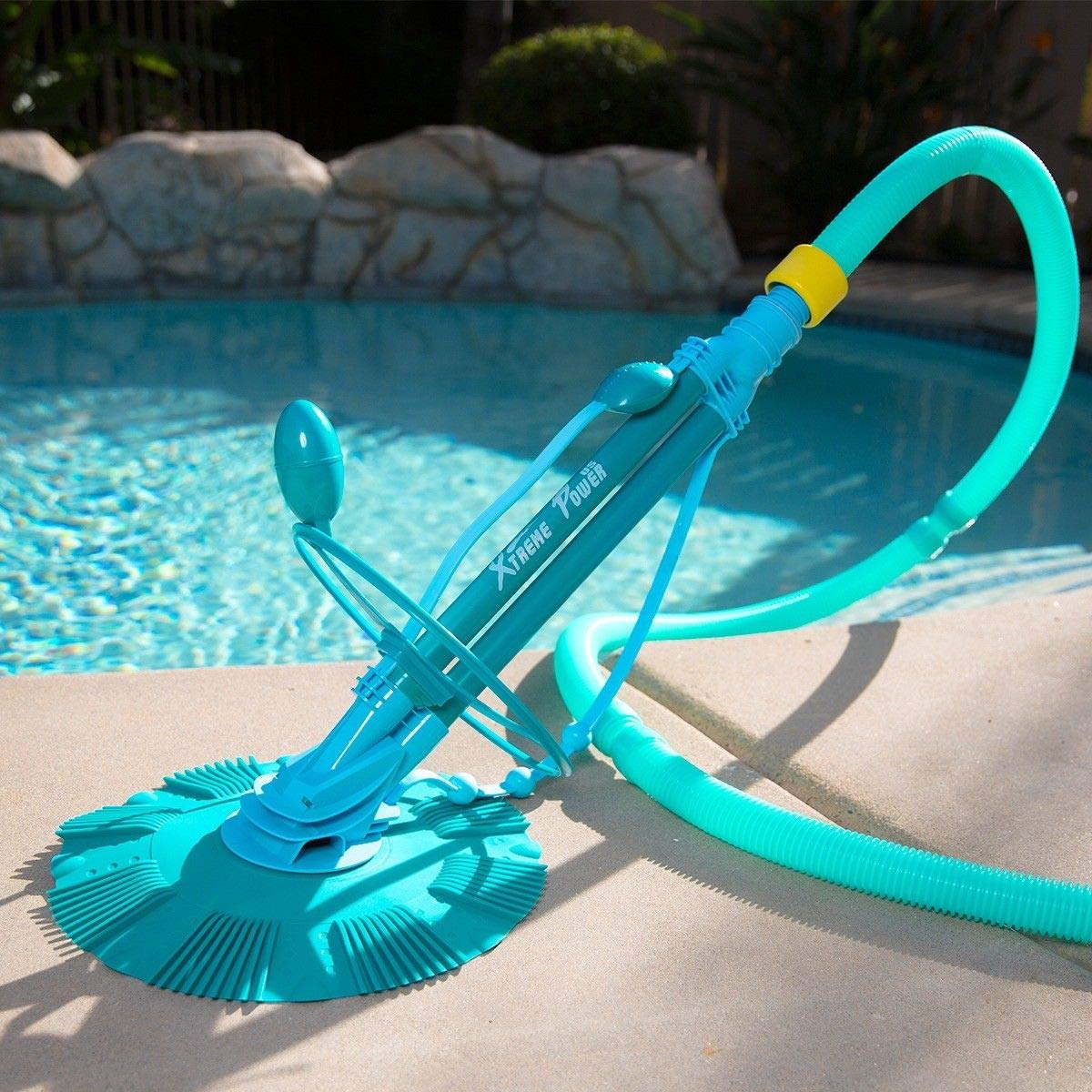 XtremepowerUS pool cleaner blue front view for quick setup and quiet operation