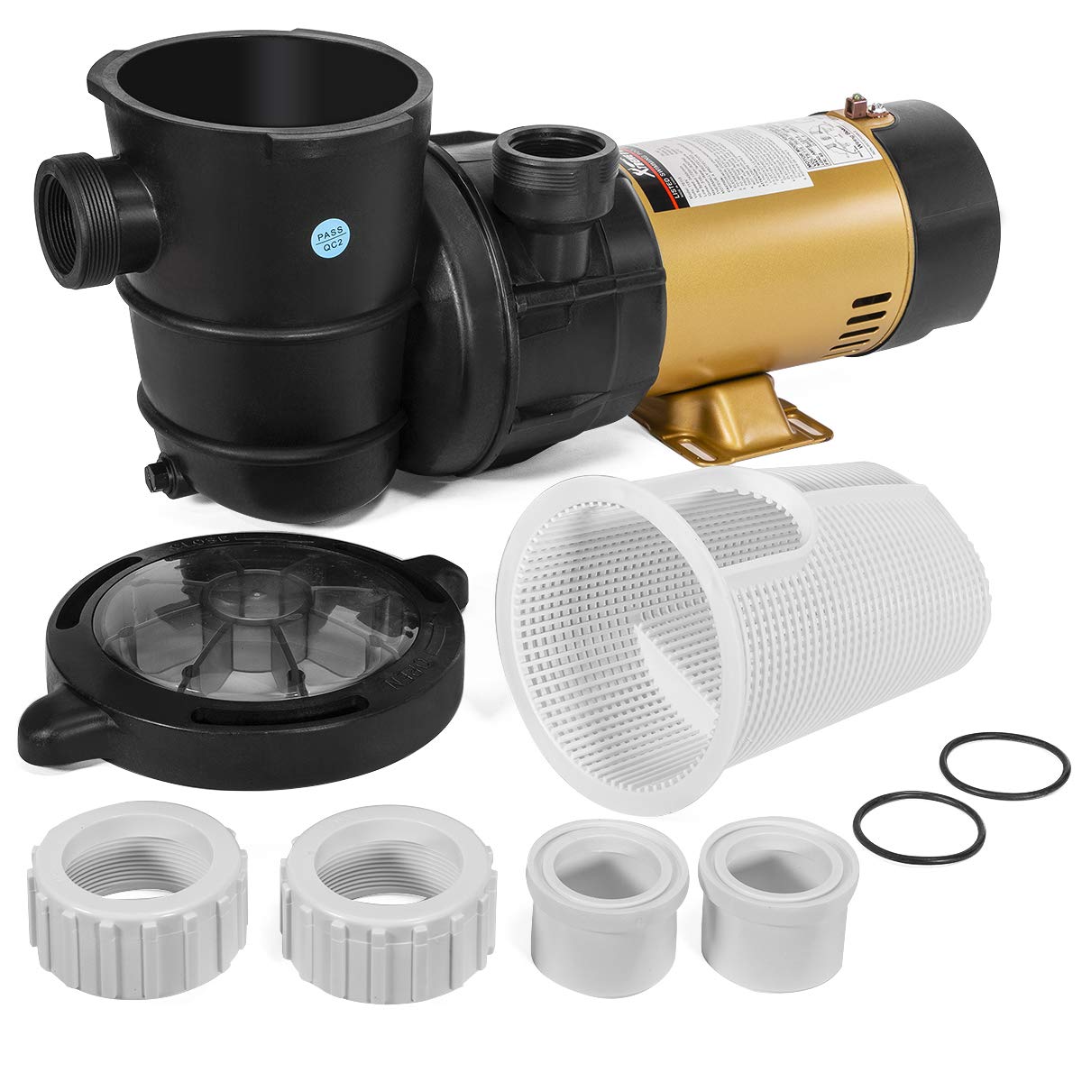 XtremepowerUS 1.5HP pool pump front view highlights compact, easy setup for above-ground pools.