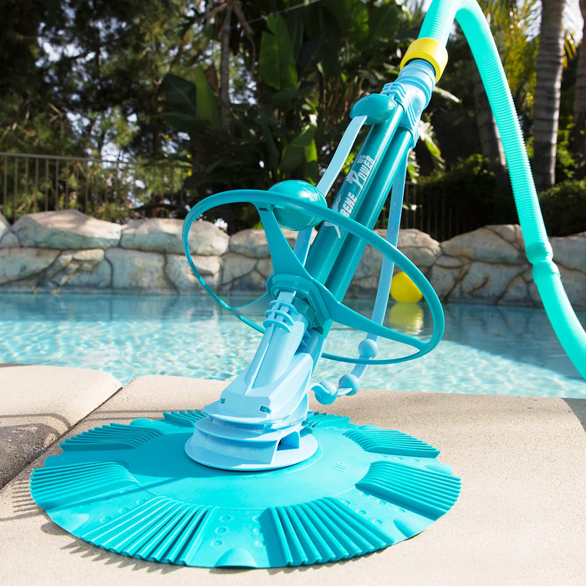 XtremepowerUS cleaner bottom-cleaning action across pool floor