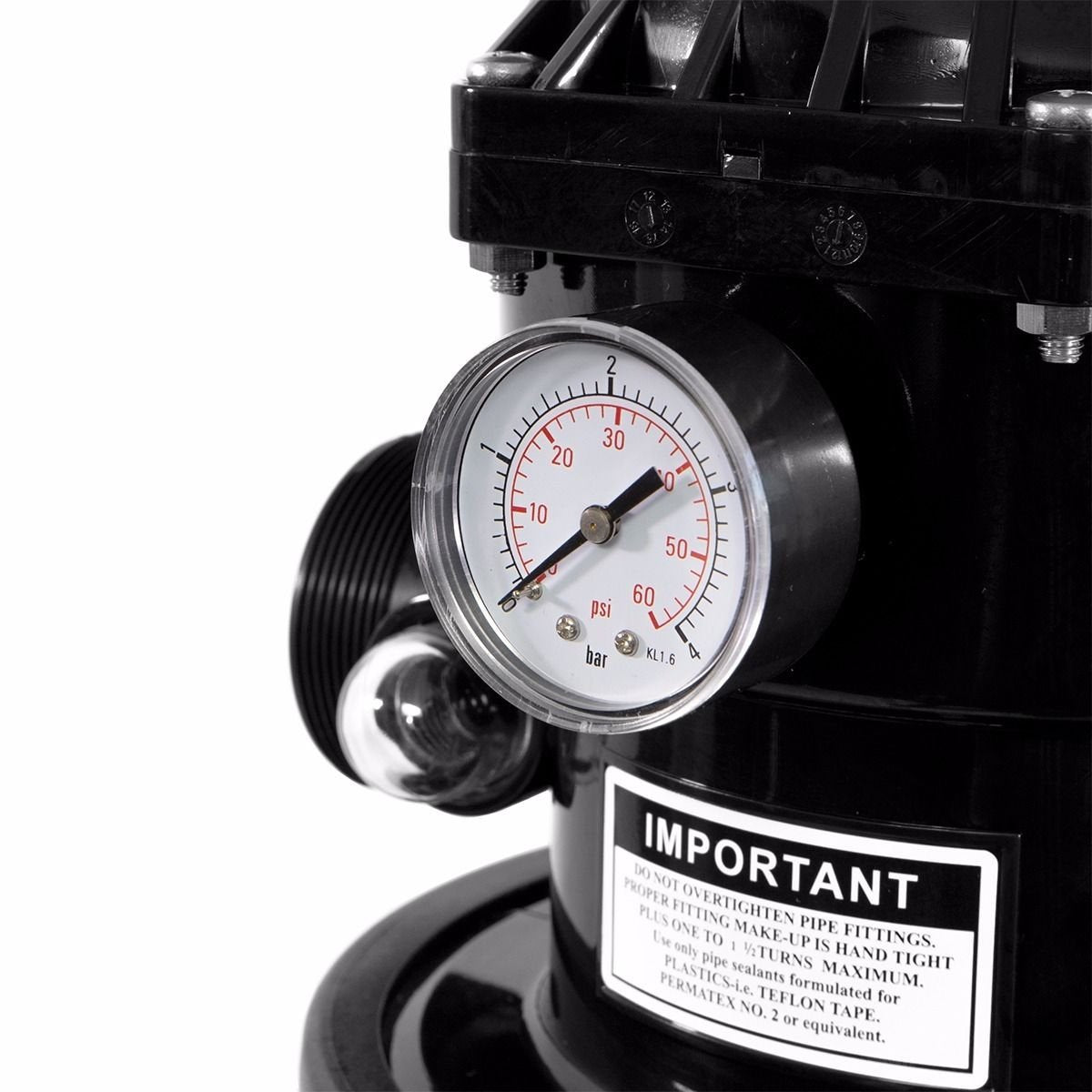 XtremepowerUS built-in pressure gauge helps monitor filtration performance.