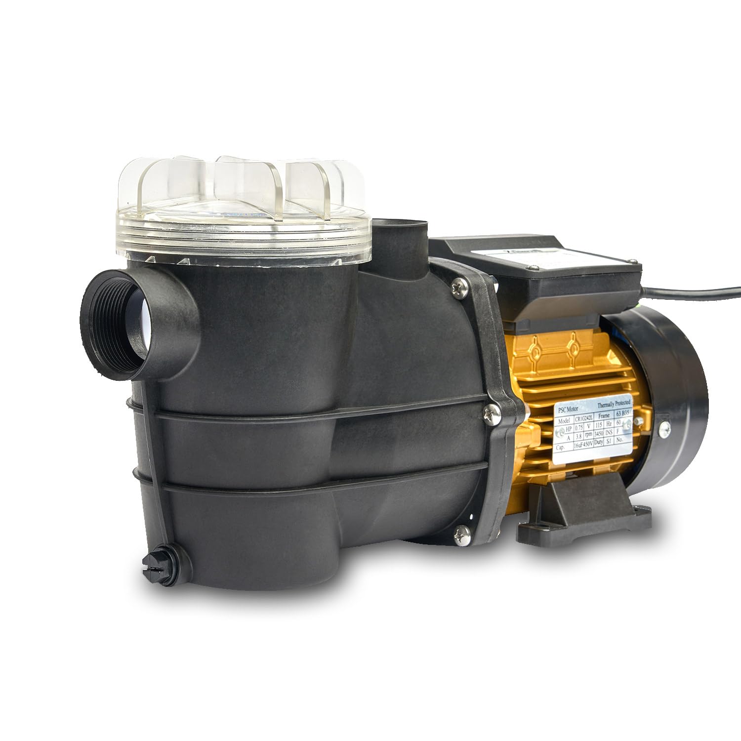 XtremepowerUS 3/4HP pump front view highlighting outdoor-ready design for easy pool setup.