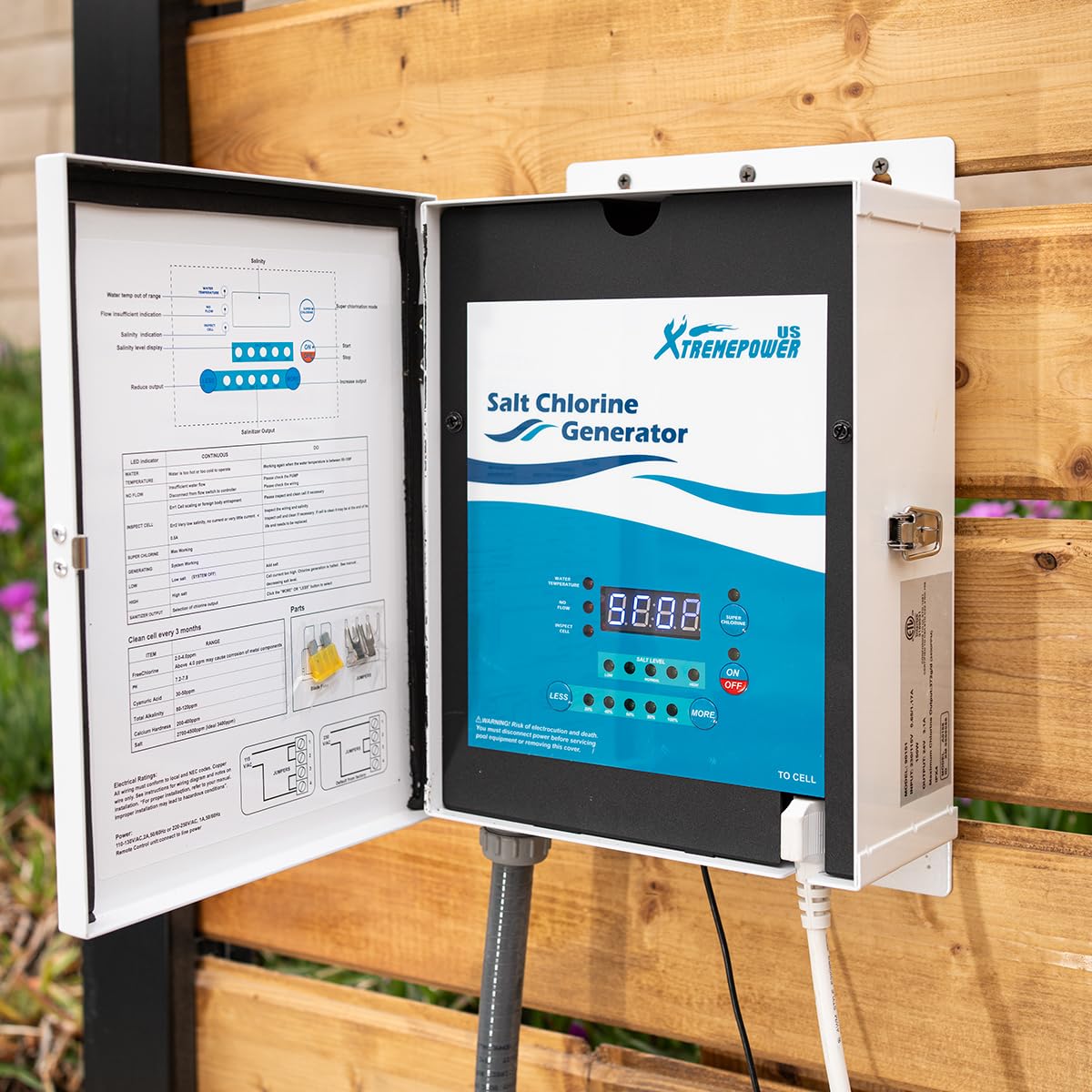 XtremepowerUS LCD display panel with salt and temperature readings for easy monitoring