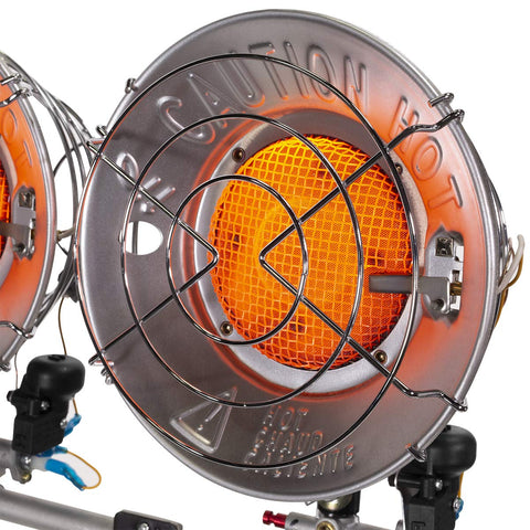 XtremepowerUS tanktop heater burner detail with dual infrared burners.