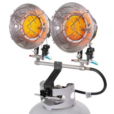 XtremepowerUS tanktop heater side view showing compact design for outdoor spaces.