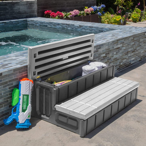 XtremepowerUS two-tone spa step complements outdoor décor while remaining practical.