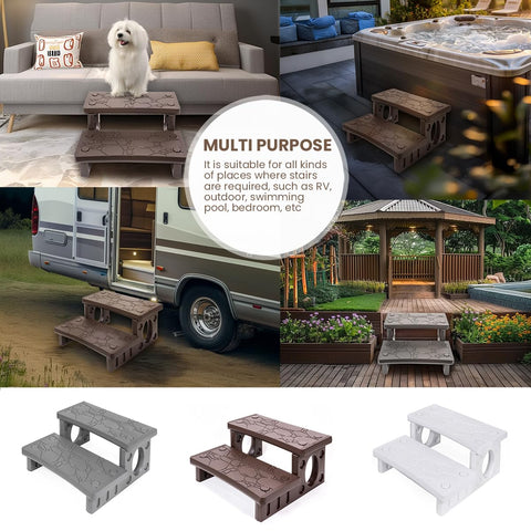 XtremepowerUS universal 2-step spa steps, side angle, sturdy support for outdoor access.