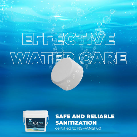 Xtremeclear bromine tablets in hot tub water provide stable, gentle sanitization.