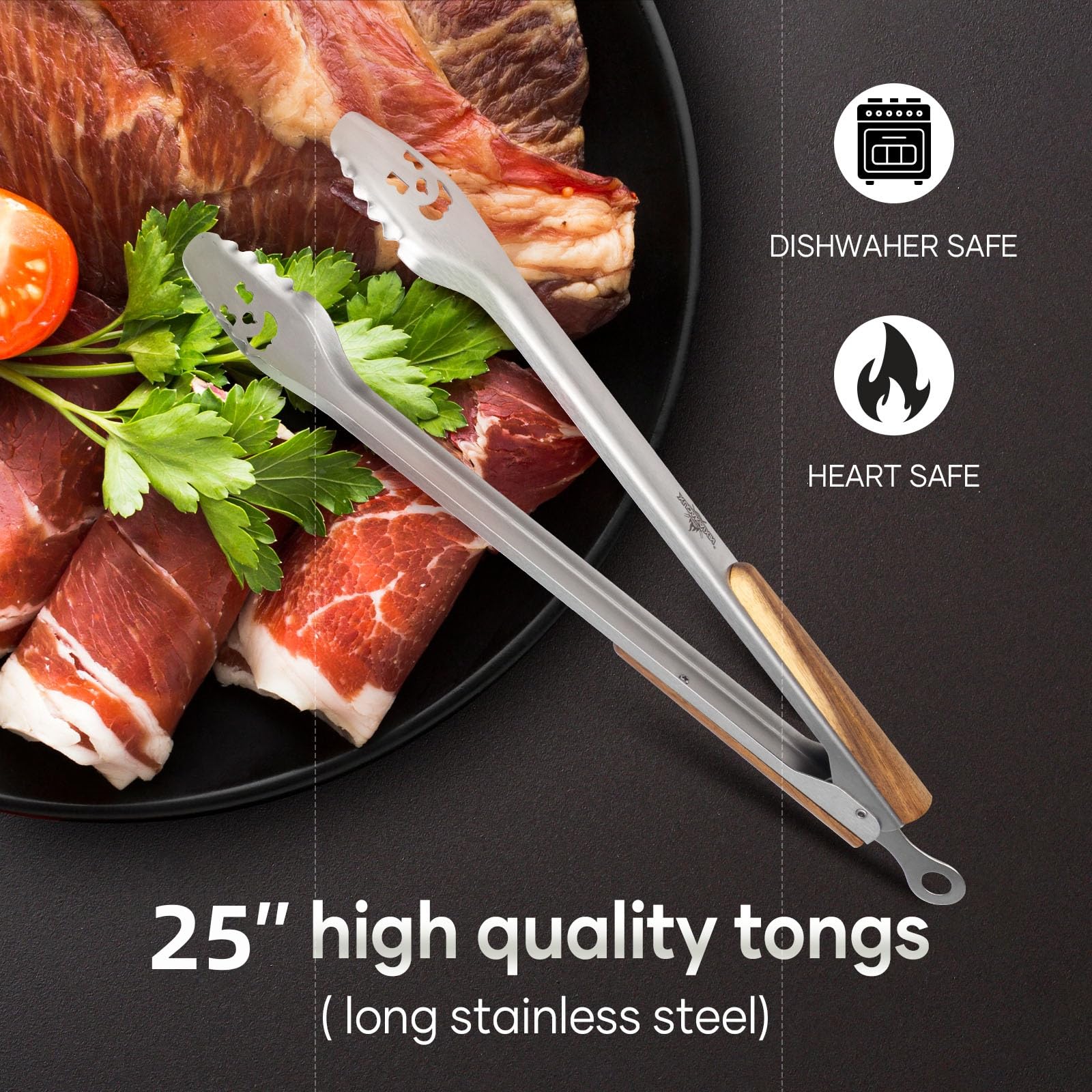 XUDAKAIXIN extra-long wood handle for comfortable heat-free grilling