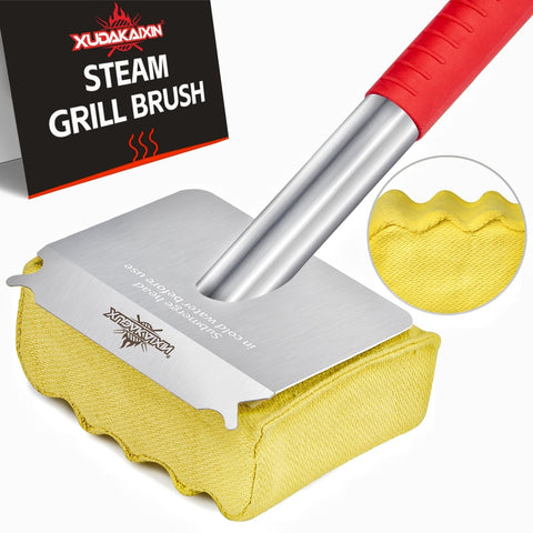 XUDAKAIXIN bristle-free grill brush with steam action for safe cleanup.