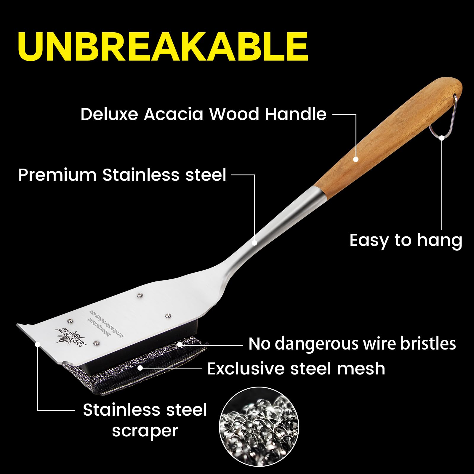 XUDAKAIXIN long-handle stainless steel design keeps hands away from heat.