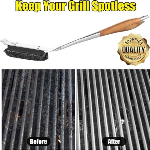 XUDAKAIXIN long, sturdy grill brush handle keeps hands away from heat.