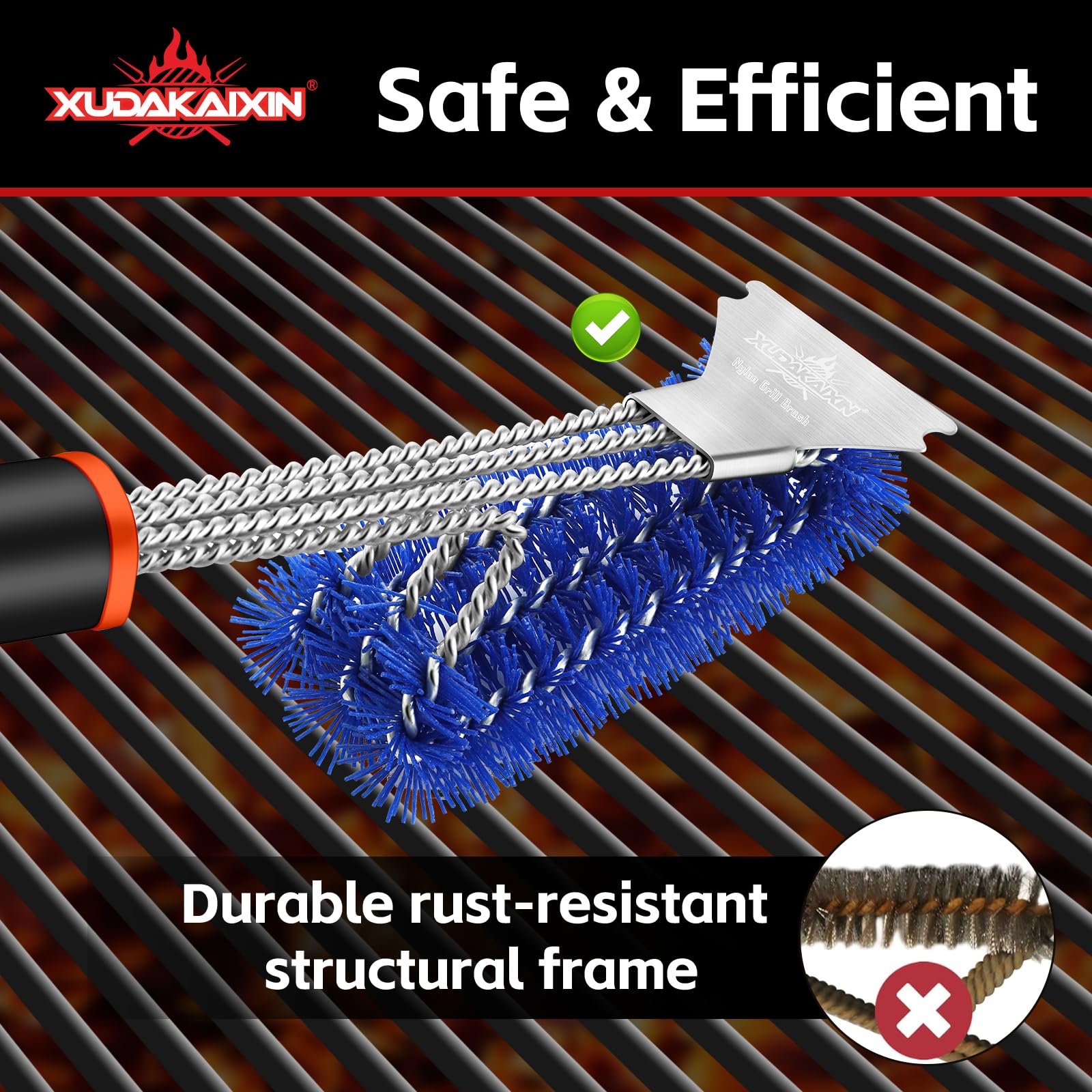 XUDAKAIXIN safe for cast iron and porcelain grates.