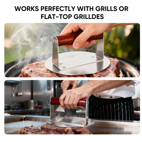 XUDAKAIXIN stainless steel burger press side view, durable construction