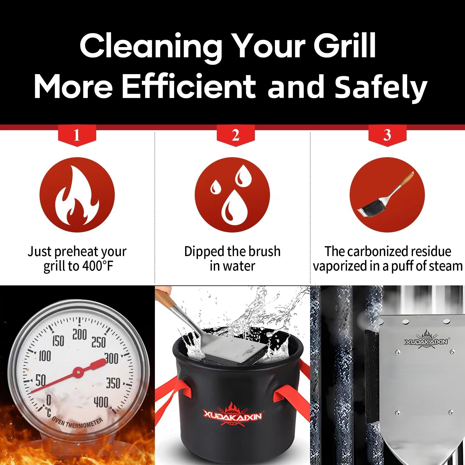 XUDAKAIXIN steam-activated cleaning quickly removes residue.