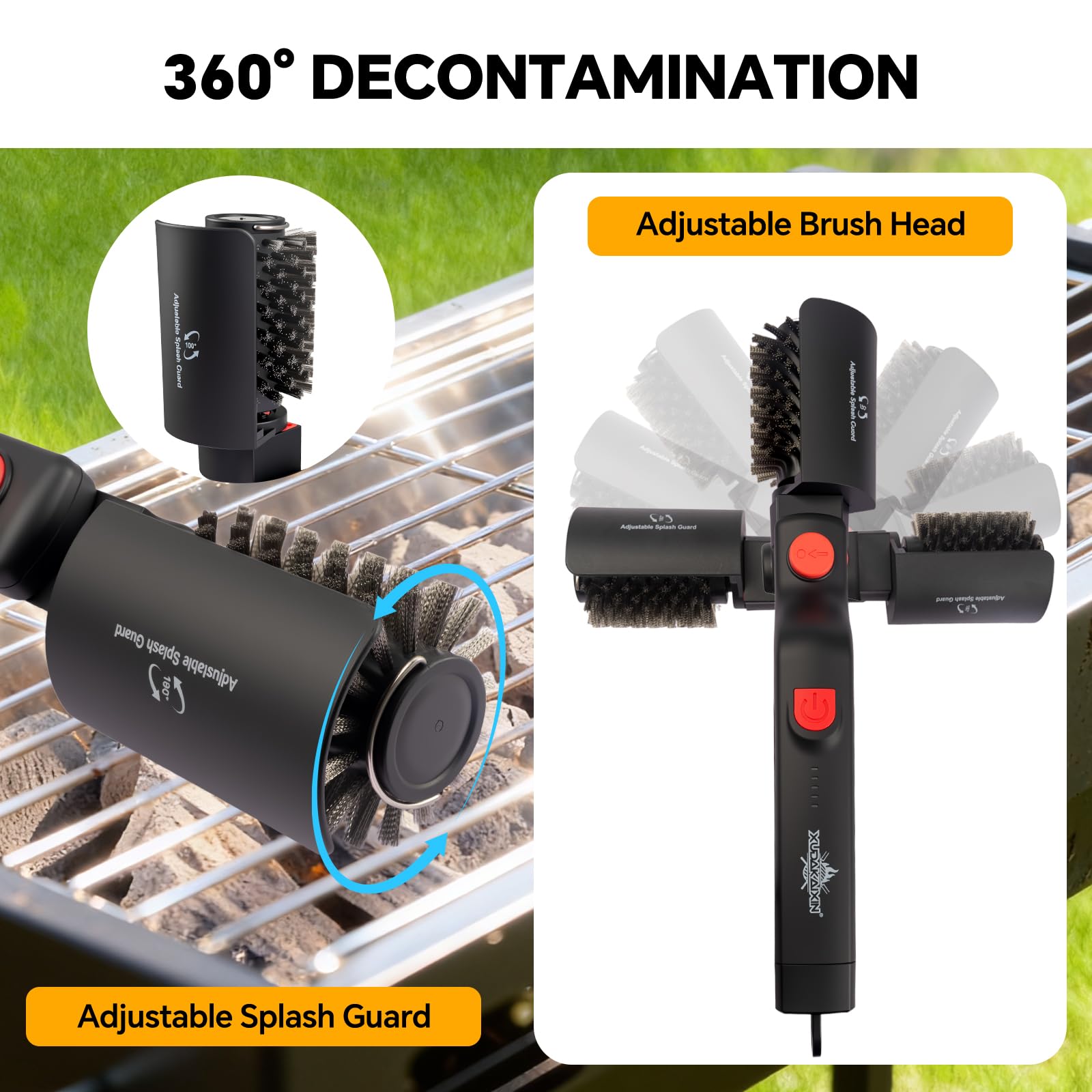 Cordless rechargeable operation of XUDAKAIXIN grill cleaner for convenient cleaning