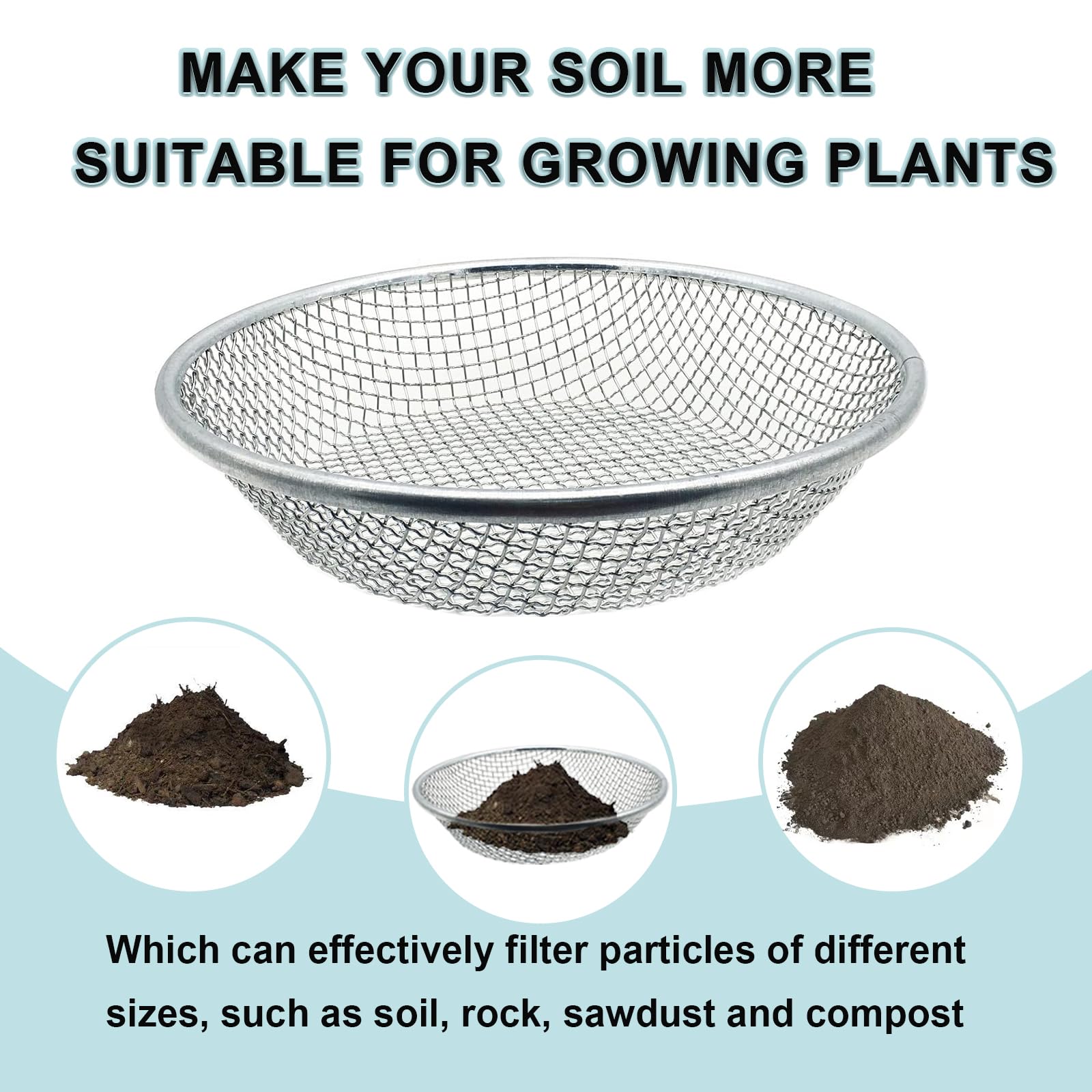XULIFU 1/4-inch sieve for medium screening of soil texture.