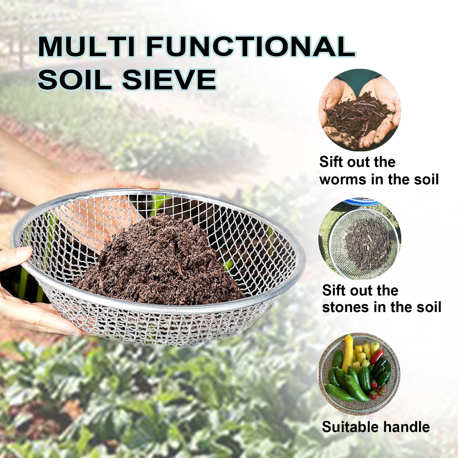 XULIFU 3/8-inch sieve for coarse screening of larger particles.