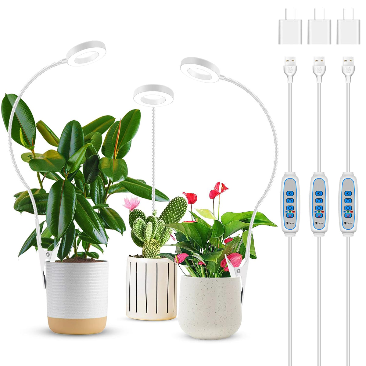 Xuligron clip-on grow light with flexible mounting for pots and desks, supporting indoor growth