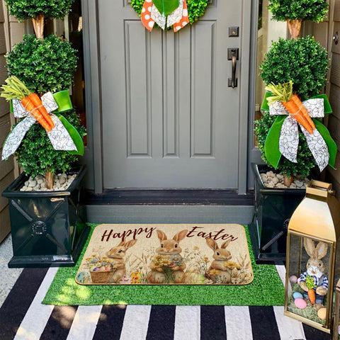 Xumuyin Winter decor doormat coordinates with traditional holiday décor.