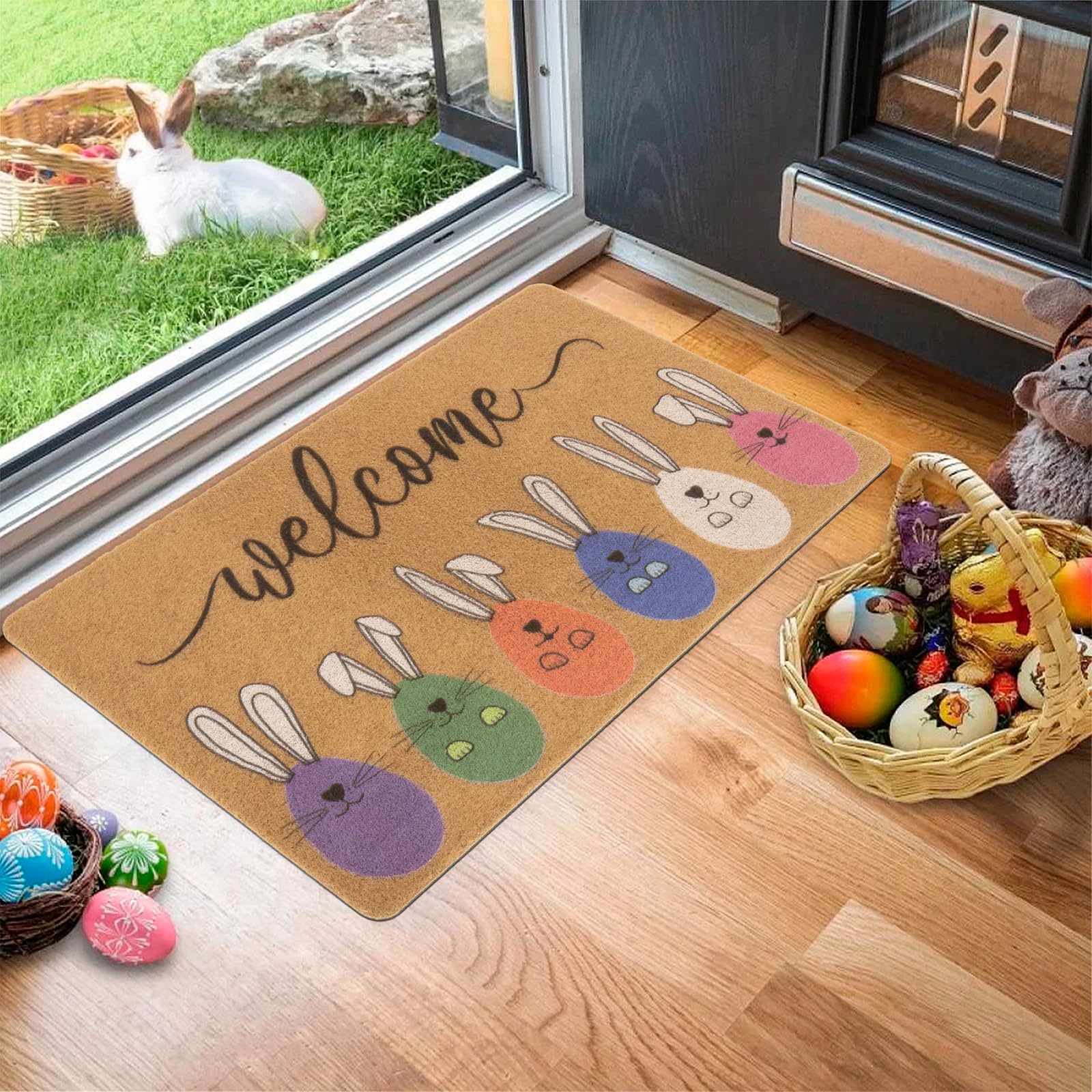 XuoAz Easter doormat easy-clean design for quick maintenance