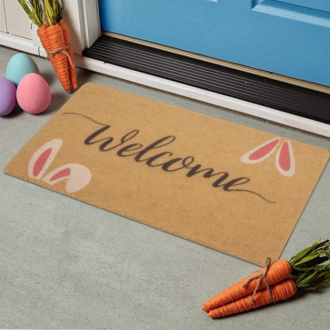 XuoAz Easter doormat features a welcome letter for a friendly greeting