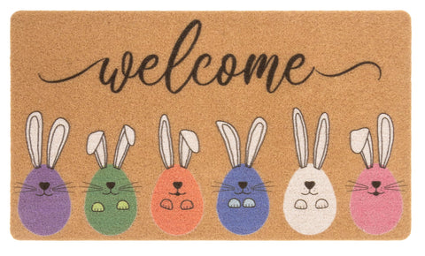 XuoAz Easter doormat with bunny ears welcomes guests with spring charm