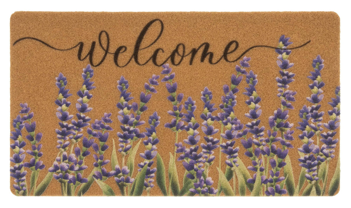 XuoAz lavender welcome doormat at the front door adds spring charm and dirt protection.