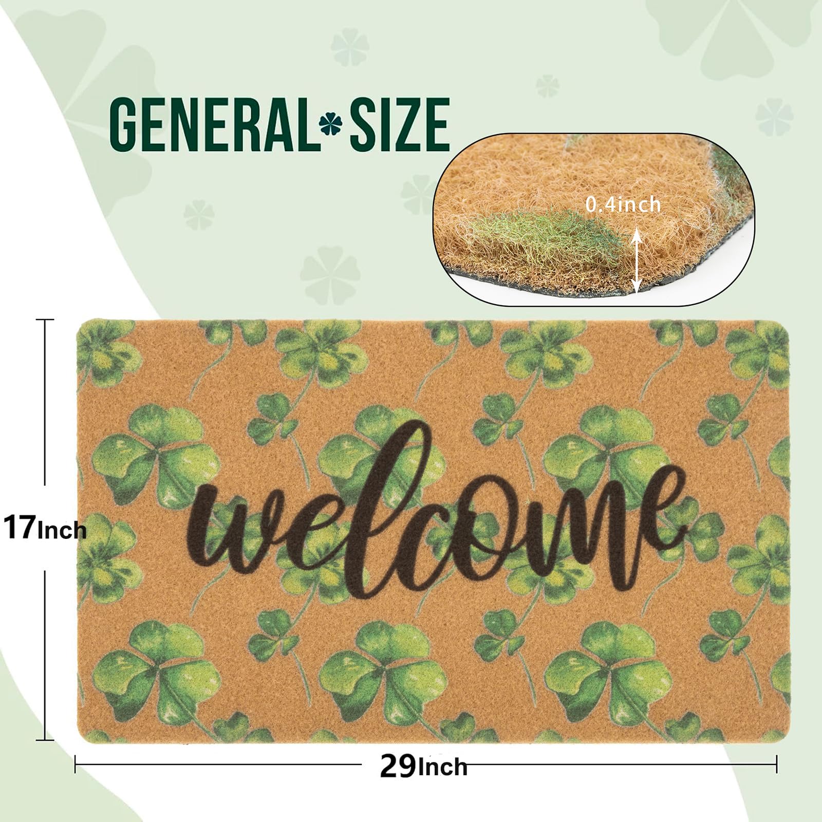Xuoz clovers front mat with non-slip back for secure placement