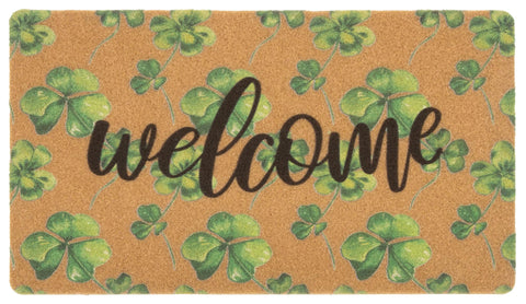 Xuoz St. Patrick's Day clovers welcome mat at front door with durable outdoor design