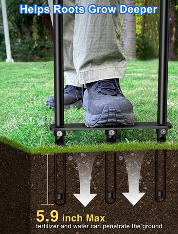 Xuperace ergonomic lawn aerator footplate reduces effort for easier aeration.